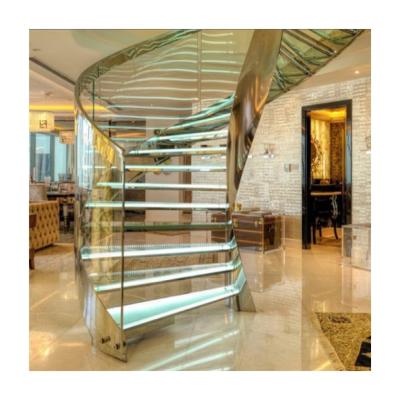 China Modern Curved Staircase America Cast Iron Widely Used Glass Enclosure Curved Staircase for sale