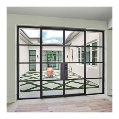 China Weatherproof Exterior French Door Arch Wrought Iron Doors Upper Double Entry Wrought Iron French Doors for sale