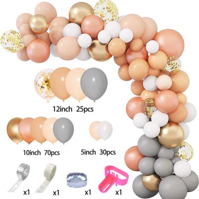 China Gift Toy Party Decorations Balloon Garland Arch Kit 129pcs Rose Gold Peach Nude Gray Latex Balloons for sale