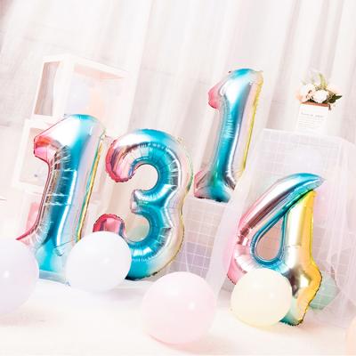 China Gift Toy Amazon Hot Sale Party Decoration Rainbow Color Digital Balloon Gradient 40 Inch Foil Balloons for sale