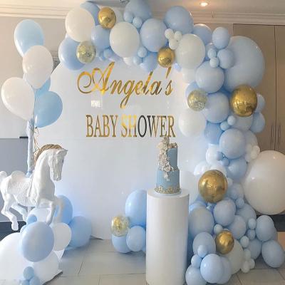 China Promotional Balloon Garland Blue White Chrome Gold Balloon Arch Decoration 130pcs Macaroon Toy Wedding Birthday Party Baby Shower for sale