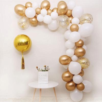 China White Globos 73pcs Metal Gold Balloon Arch Chain Balloons Gift Toy Baby Shower Birthday Party Decoration Arch for sale