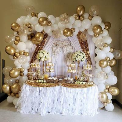 China White Metallic Globo Latex Balloon Wedding Birthday Party Decor Baby Shower Garland Arch Kit Gold Dot Chrome Balloon Brithday /WeedingParty Decor/Gold Gifts 147pcs for sale