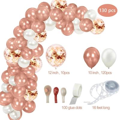 China Promotional Decoration 130/set Rose Gold Balloon Garland Arch Kit Confetti Balloon of Toy Wedding Bridal Birthday Party for sale