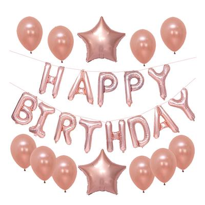 China Cheap Gift Toy Amazon Happy Birthday Balloon Set Rose Gold Foil Happy Birthday Letter Balloon Rose Gold Balloons for sale