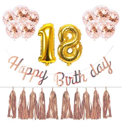 China Toy Amazon Party Balloon Promotional Set 18th Rose Gold Confetti Latex Balloons 30 Inch Digital Balloon Letter Banner for sale