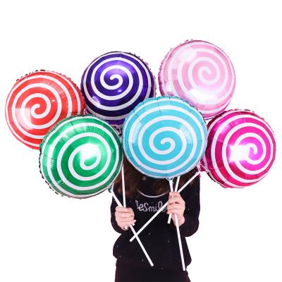 China Promotional Toy 18 Inch Round Lollipop Foil Balloon Inflatable Candy Foil Balloon For Wedding Kids Birthday Party Decoration for sale