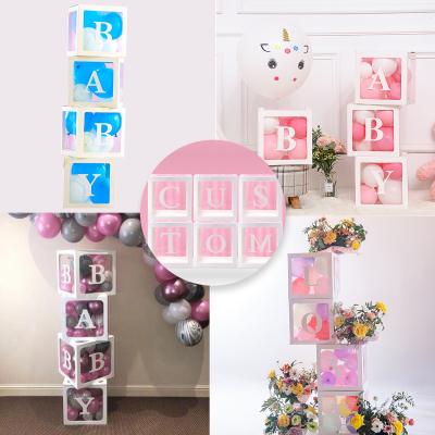 China Toy Baby Shower Balloons Promotional Transparent Name Box Birthday Party Decor Macaron DIY A-Z Letter Balloons Box 1st First Balloons Box for sale