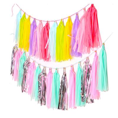 China Festival Decoration Tassel Garland Fringe Wedding Birthday Party Decor Backdrop Banner Metallic Mint Paper Balloons Tails Gender Reveal Gifts for sale