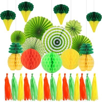 China Festival Decoration Party Decoration Baby Shower Set Paper Lantern and Paper Fan Honeycomb Ball Set for sale