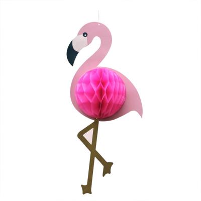 China Holiday Decorations Amazon Hot Sale Hawaii Wedding Decoration Party Supplies Open Flamingo Honeycomb Paper Ball for sale