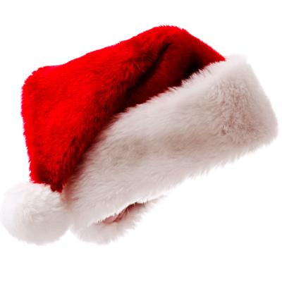 China Red Ultra Soft Plush Hood Santa Novelty Christmas Hat Thick Christmas Decoration Kids Christmas Riding Accessories Cute Hat for sale