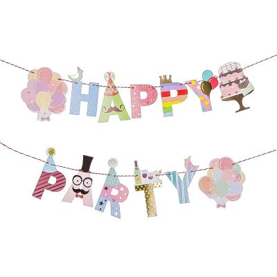 China Birthday Party Balloon Cake Happy Birthday Letter Banner Happy Birthday Wedding Celebration Party Decor Flags Paper Supplies for sale