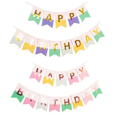 China Festival Decoration Wedding Birthday Party Supplies Decor Paper Bunting Garland Banners Flags Happy Birthday Banner for sale