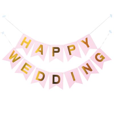 China Festival Decoration Wedding Party Supplies Paper Bunting Garland Banners Flags Happy Wedding Banner for sale