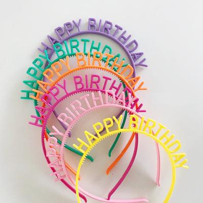 China Birthday Party Decorations Hot Sale Amazon Holiday Decorations Happy Birthday Letter Plastic Headband for sale