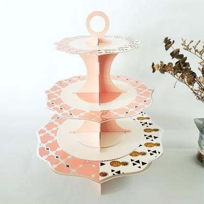 China Viable 3 Tiers DIY Paper Cup Cake Stand Dessert Candy Storage Holder Wedding Birthday Party Cake Display Restoration Tools for sale