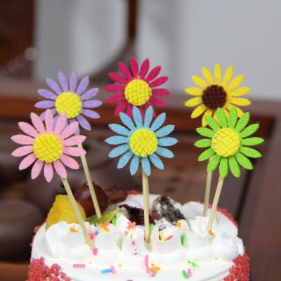 China Festival Decoration Flower Cake Toppers Sunflower Birthday Wedding Cupcake Decoration Cake Inserts Card Party Gifts for sale