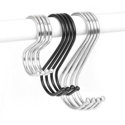 China Modern Kitchen Accessories Black 1 Inch Space S Type Metal Hooks Stainless Hook for sale