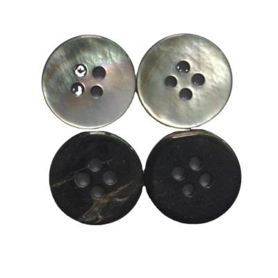 China Viable Flat Color 4 Holes Mother Nature Pearl Black Shell Button For Man Shirts for sale