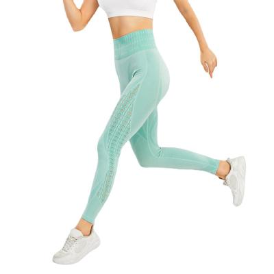 China New Design Breathable Hollow Out Workout Yoga Pants Seamless Sports Gym Leggings Women for sale