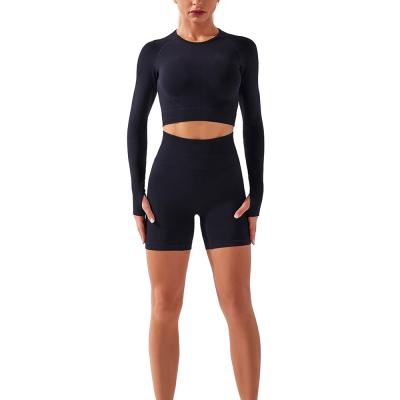 China Breathable Gym Workout Long Sleeve Yoga Clothes Sports Running Winter And Autumn Women Casual Suits Tops Yoga for sale