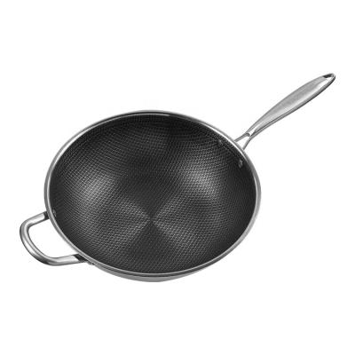 China Viable Style Non Stick Honeycomb Wok Pan With Flat Bottomed Cookware Popular Set for sale