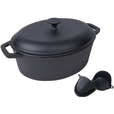 China Sustainable Cast Iron Deep Skillet Pot &Lubricant With Lid +Cast Iron Pot Suitable For All Cooking Places for sale