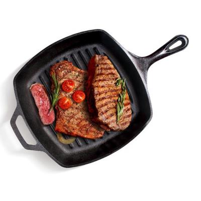 China Sustainable Durable Rectangular Cookware Set Nonstick Cast Iron Skillet With Two Curved Handles for sale