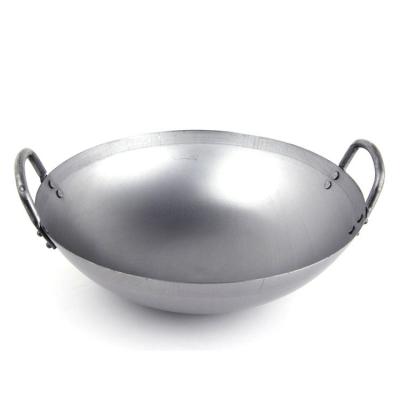 China Sustainable Non-rust Machine Make Carbon Steel Wok With A Wooden Handle for sale