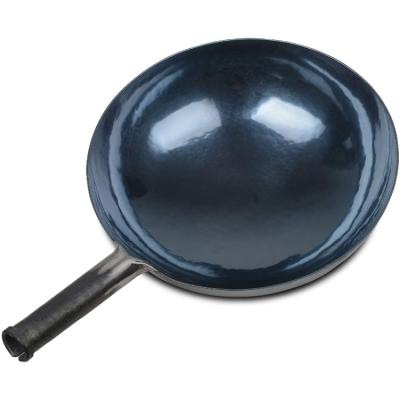 China Sustainable Hand Hammered Round Bottom Non-Stick Frying Without Iron Rusting Wok for sale