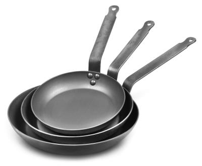 China Sustainable Carbon Steel Deep Pre-Seasoned Deep Black Steel Frying Pan For Hotel Restaurant for sale