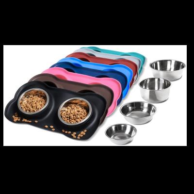 China Viable Hot Selling Dog Bowl Stainless Steel Pet Supplies Dual Feeders Silicone Smart Animal Pet Bowls and Feeders for sale