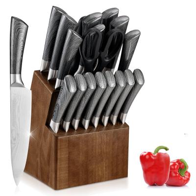 China 16 Pieces Stainless Steel Cavity Wood Handle Kitchen Block Knife Set Sustainable for sale