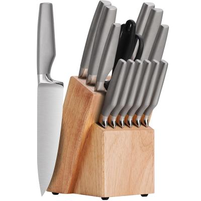 China 16 Pieces Stainless Steel Cavity Wood Handle Kitchen Block Knife Set Sustainable for sale