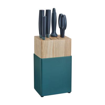 China Viable Hot Sales Kitchen Knife Set 6 Piece Knife Block Set Plastic Handle Knife Set With Block for sale