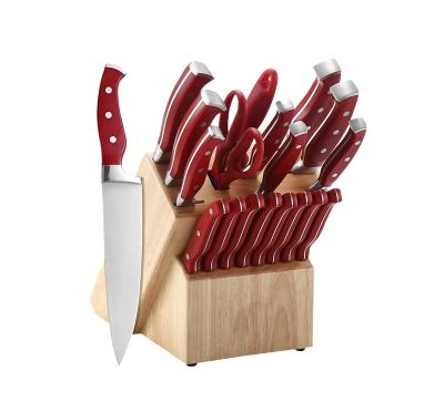 China Viable Hot Selling 19 Pieces ABS Knife Handle Block Stainless Steel Kitchen Chef Knife Set Wooden Knife Set for sale