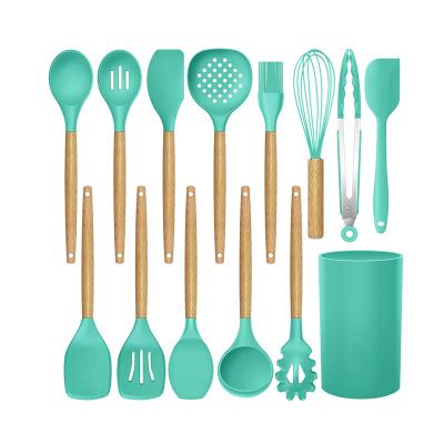 China Wholesale Amazon 14 PCS Stainless Steel Handle Kitchen Utensils Viable Silicone Cooking Tools Utensils Non-Stick Spatula Set for sale