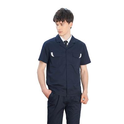 China Outer: 60%cotton / Inner: 40%Polyester factory supply summer direct short-sleeve coveralls comfortable workers clothing for sale