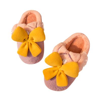 China Wholesale Cotton Cute Bow Cute Bow Girls Fashion New Arrival Amazon New Arrivals Fashion Winter Women's Slippers for sale