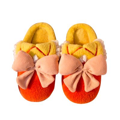 China Amazon hot cute women's faux fur fashion trend wholesale newcomers fashion girls bow slippers home for sale