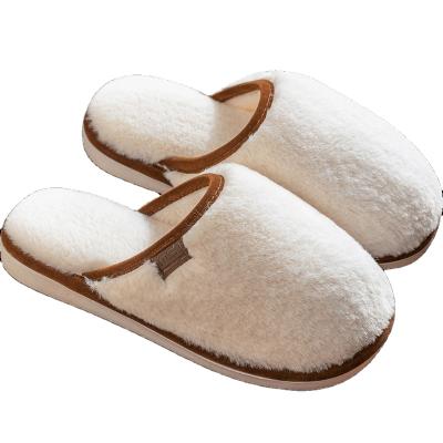 China Women's Thick-soled Indoor Couples Slippers Cotton Winter Floor Furry Non-slip Slippers Home Lightweight Warm Home Slippers for sale