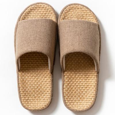 China 2022 New Trend Fashion Men's Slippers Home Wooden Slippers Family Indoor Canvas Floor Four Seasons Soft Non-Slip Unique Slippers Wholesale for sale