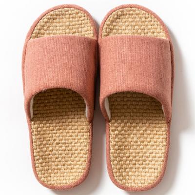 China Fashion trend style the new hired linen slipper female four seasons home indoor thick bottom cotton wooden sweat-absorbent floor slipper for sale