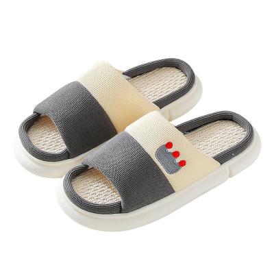 China Fashion Trend Simple Design Soles Natural Canvas Thick Home Slippers, Comfortable Breathable Non-slip Slippers Men's Floor Home Indoor Shoes for sale