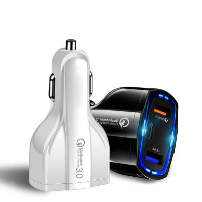 China 2usb+1type-c car charger universal universal type C 7A 3 PD QC3.0 dual USB in 1 phone fast car charger for sale