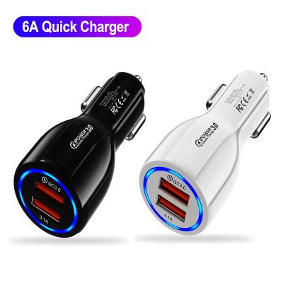 China 2 Port Mini Dual USB Car Charger Factory Wholesale Portable Fast Charging 3.0 Universal USB Car Charger for sale