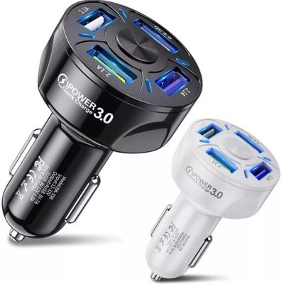 China 4 New 7A QC3.0 Left Charger 4 Port USB Car Super Fast USB Charger for sale