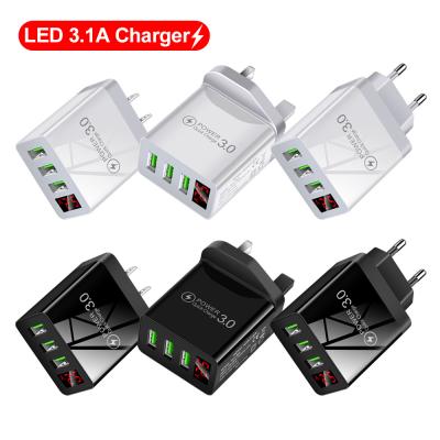 China 5V/3.1A 3USB Digital Display Fast Charging Popular Wall Mount 5v3.1a Wall Mount 3USB Plug 3USB Digital Display Phone Smart Fast Charger for sale