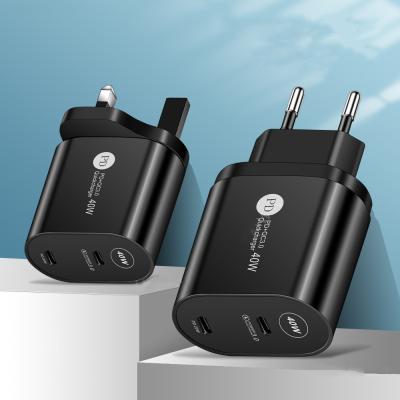 China Wall Travel Charger Adapter Cell Phone PD QC3.0 QC 40W Dual 3.0 QC 40W Fast Charging Dual Type-C Fast Charger for sale